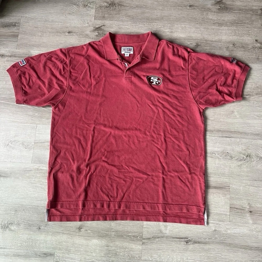 VINTAGE San Francisco 49ers Starter Pro Line Polo Shirt Mens 2XL Red NFL